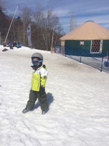 Teo at his ski school yurt.